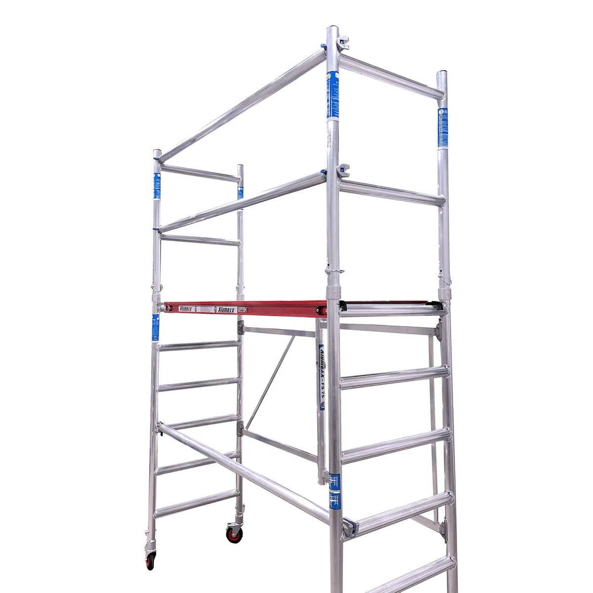 Alumexx FS 75 Klappgerüst (Red-Line) - Zimmergerust - Arbeitsgerüst - Baugerüst - Alu Gerüst - Roll Gerüst - Tragfähigkeit: 375 kg (Type A + B (4m Arbeitshöhe))