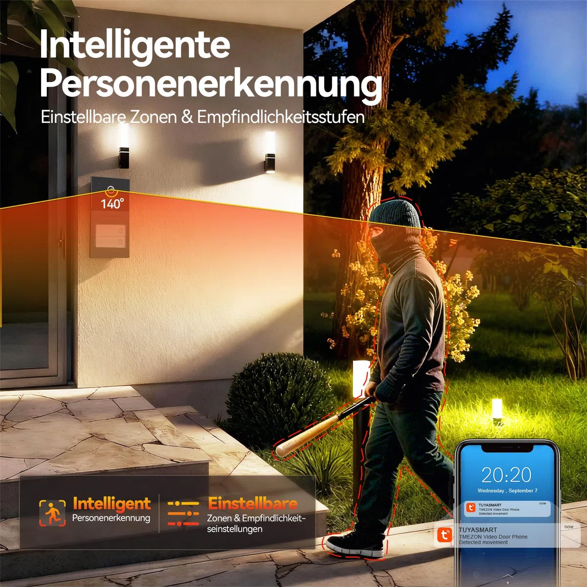 TMEZON WLAN Video Türsprechanlage 2-familienhaus, 7''IP Farb-Touchscreen mit 1080P Metalldoorbell, 2-Draht Installation,Zwei-Wege-Audio,Personenerkennung,3 Entsperrmethoden & App-Steuerung