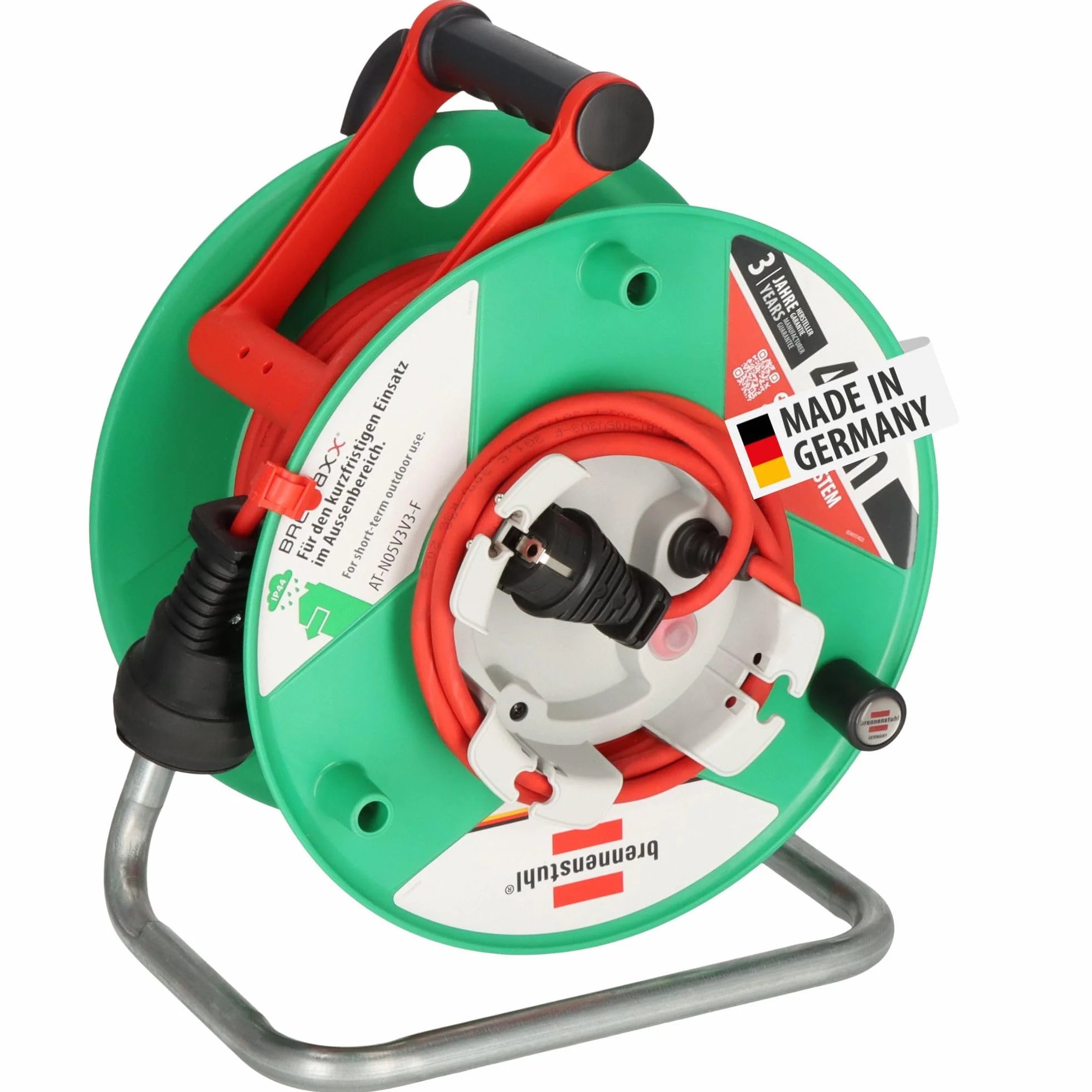 Brennenstuhl Garant G Bretec IP44 Gartenkabeltrommel (Kabeltrommel für Rasenmäher mit 38+2m Kabel in rot, Spezialkunststoff, kurzfristiger Einsatz im Außenbereich, Made in Germany)