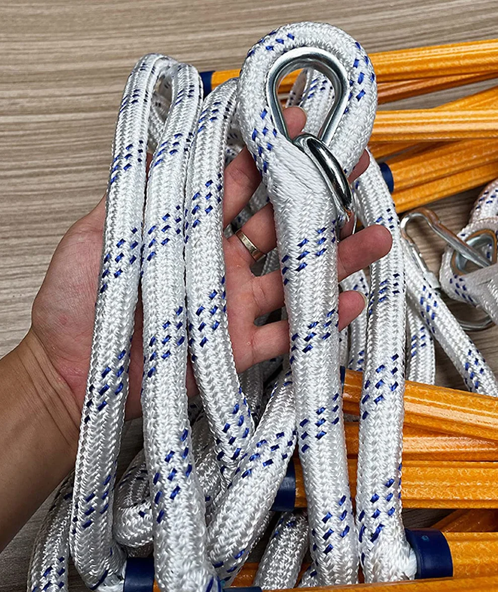 PHONME 3m 5m 8m 10m 15m 20m Strickleiter Feuerleiter Fluchtleiter Rettungsleiter Notleiter Mehrzweckleiter Feuerleiter Tragfähigkeit bis zu 420 kg mit Haken Für Feuerleitern Und Balk(Size:20m)
