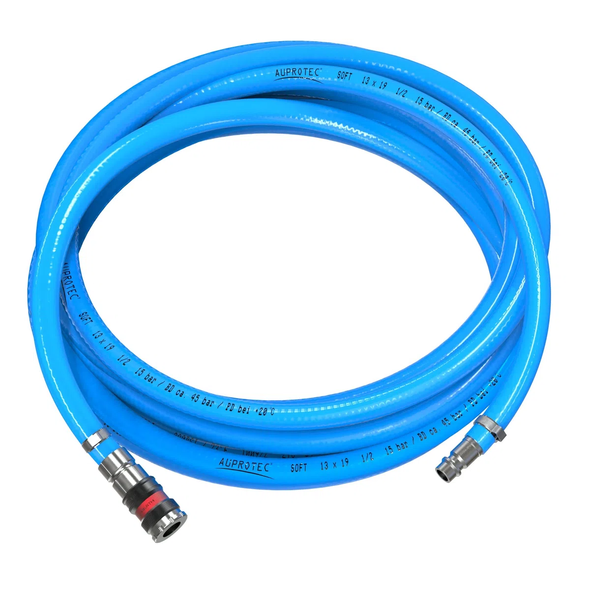 AUPROTEC Druckluftschlauch Set 13mm Ø Innen 3m PVC-Schlauch I Mit S2000 Sicherheitskupplung für Druckluft-Kompressor I AUPROTEC Kompressorschlauch hochflexibel