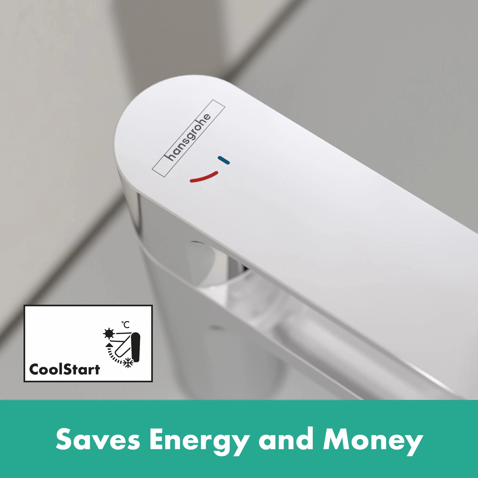 hansgrohe Rebris E - Waschtischarmatur ohne Ablauf, energiesparend (CoolStart), Wasserhahn Bad mit Auslauf Höhe 109 mm, Mischbatterie Waschbecken wassersparend (EcoSmart), Chrom, 72560000
