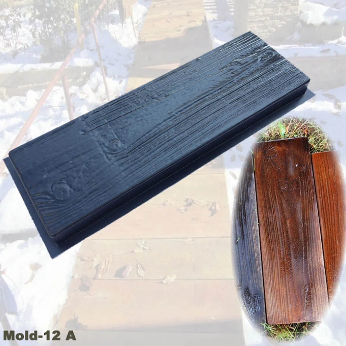 VENEKA 2 x Holzmaserung DIY Path Maker Pflaster Zement Ziegel Form Trittpflaster Straße Beton Form