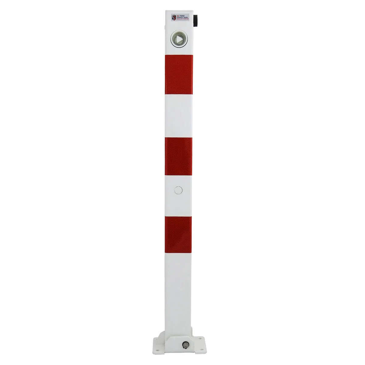 UVV UVAP7050 Absperrpfosten, Parkplatzsperre Stahl feuerverzinkt 70x70mm, eckig, Höhe 900mm, klappbar, umlegbar mit Dreikantschloss, zum Festdübeln