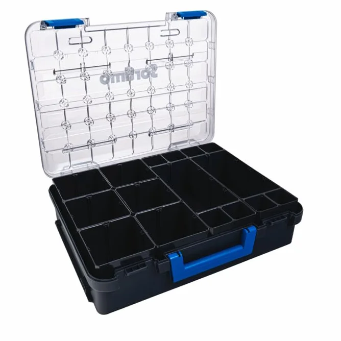 Sortimo T-BOXX 320 mit 16 Insetboxen H63 – Optimale Kleinteile-Aufbewahrung mit flexiblem Trennsystem, transparenter Deckel für schnellen Überblick