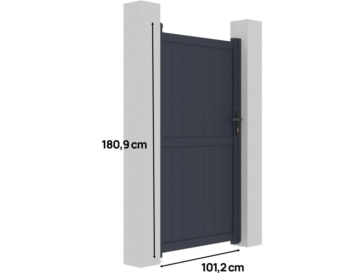 Habitat et Jardin Gartentor aus Aluminium Maurice - 101,2 x 180,9 cm - Grau