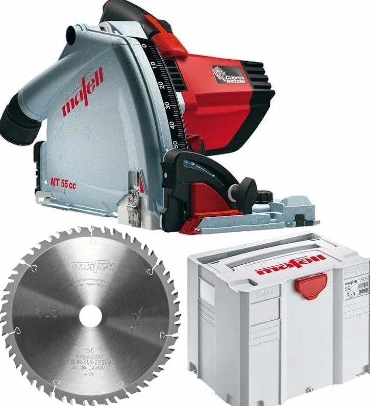 MAFELL Tauchsäge MT 55 cc MidiMAX FAN EDITION (1400 Watt CUprex Hochleistungsmotor, 57mm Schnitttiefe im T-Max Transportkoffer, inkl. Ersatzsägeblatt) 917609