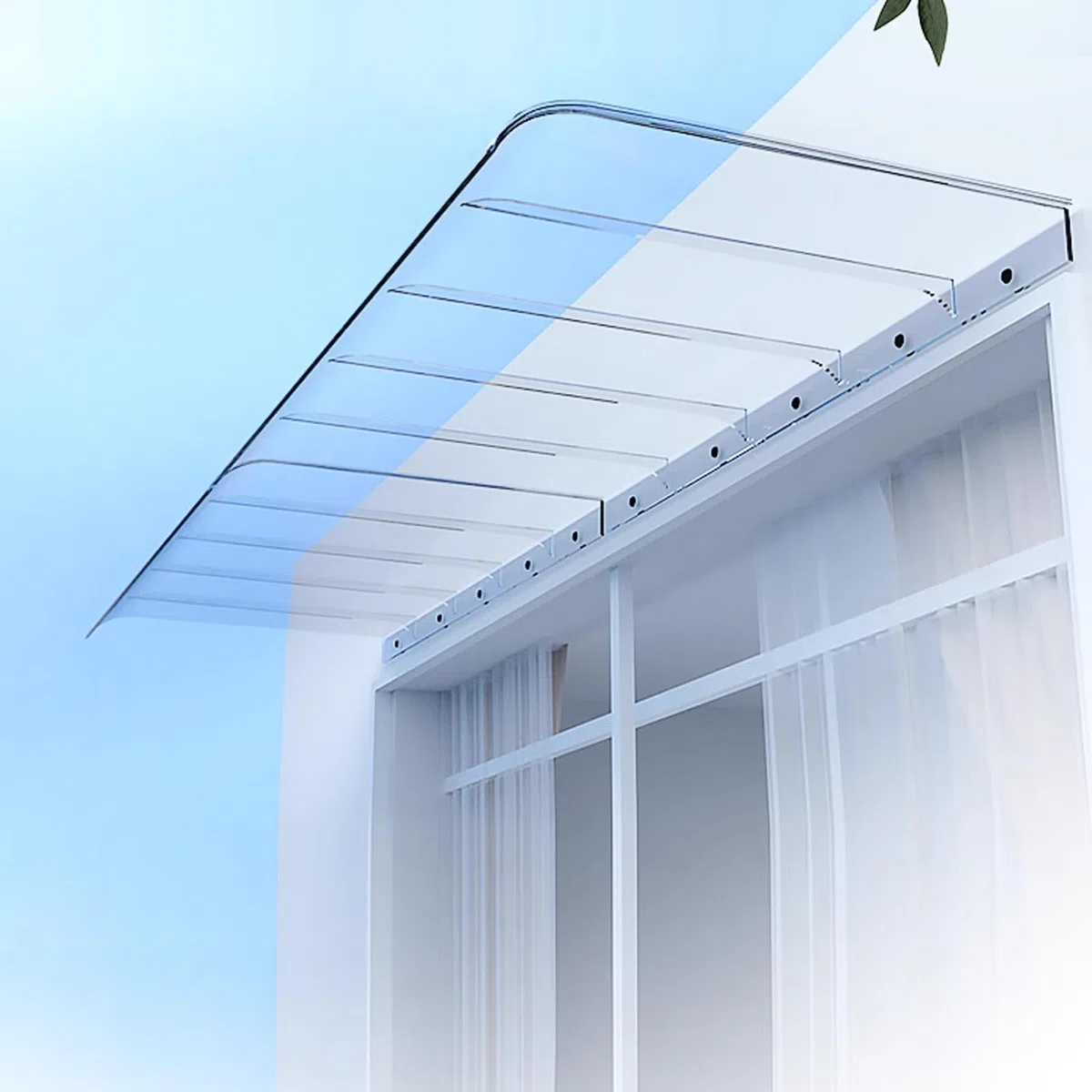 Unsichtbar Vordach Überdachung Haustürvordach,Transparent Pultvordach,Vordach für Haustür,Uv-Schutz Türdach Pultbogenvordach aus 3 Mm Polycarbonat,für Tür und Fenster (50x300cm/20 x118)