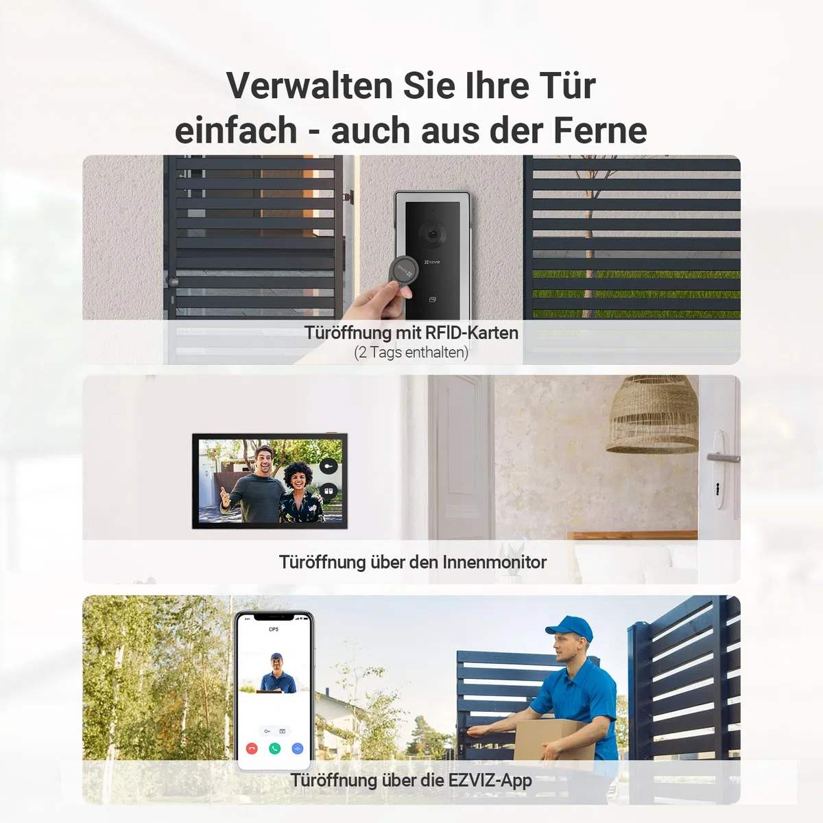 EZVIZ Video-Türsprechanlage, WiFi Türklingel mit 7" Farb-Touchscreen, 1080p Nachtsicht und Zwei-Wege-Audio, Gegensprechanlage mit Fernentriegelung, Dualband-WLAN, schlankes Design, CP5